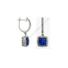 Blue Sapphire Diamond Huggie Drop Earrings